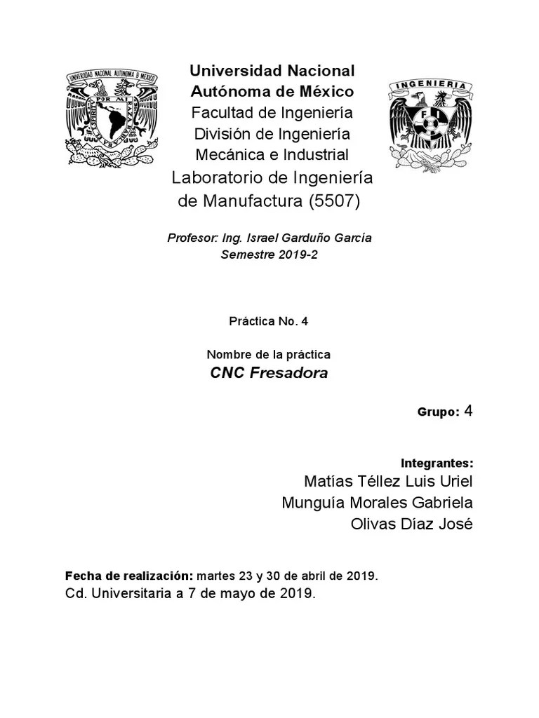 Practica CNC Fresadora | PDF | Control Numerico | Herramienta De Máquina