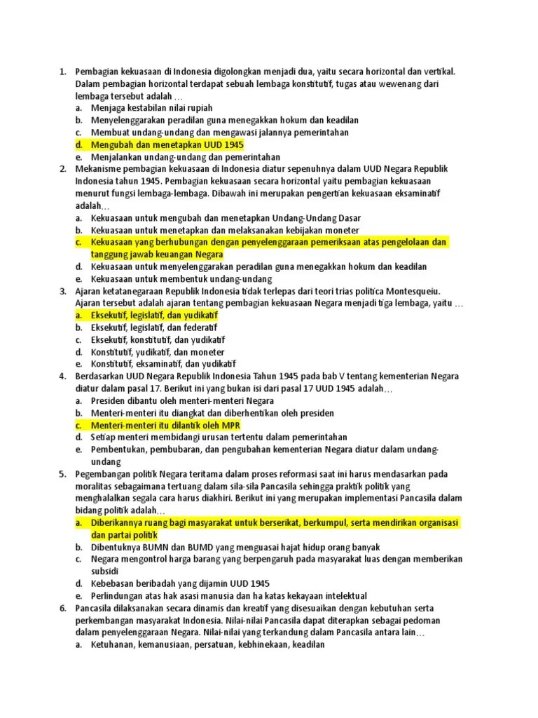 Soal Latian PKN Fix | PDF