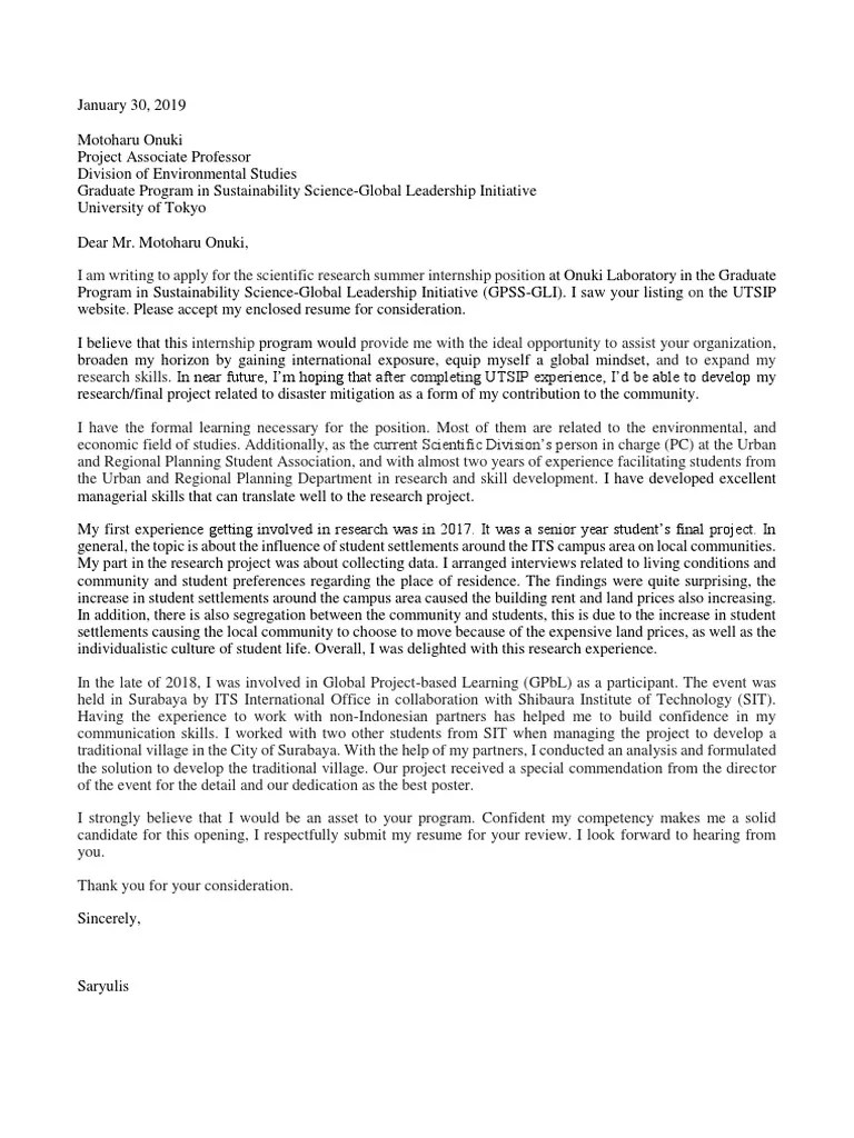 Apr 15, 2021 · cover letter yang ketiga adalah surat lamaran melalui referensi, rujukan, atau koneksi dengan pihak lain, seperti dari karyawan tetap di tempat kerja tersebut atau hubungan mutual lainnya. Contoh Cover Letter Bahasa Inggris | Behavior Modification ...