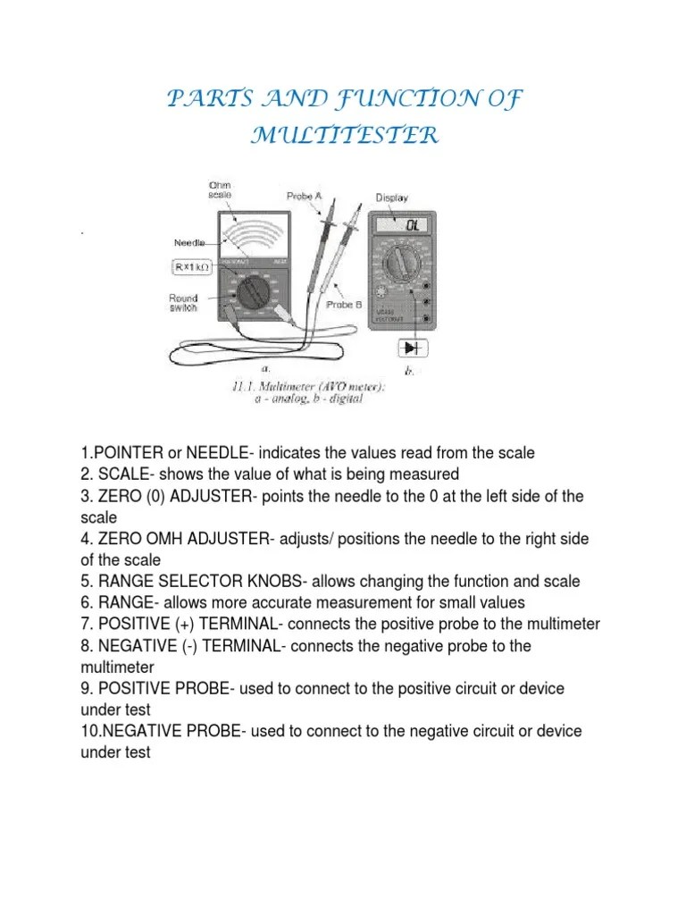Parts And Function Of Multitester | PDF
