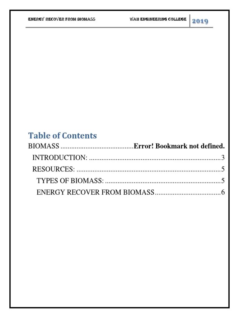 Energy Recover From Biomass Wah Engineering College | PDF | Biomass ...