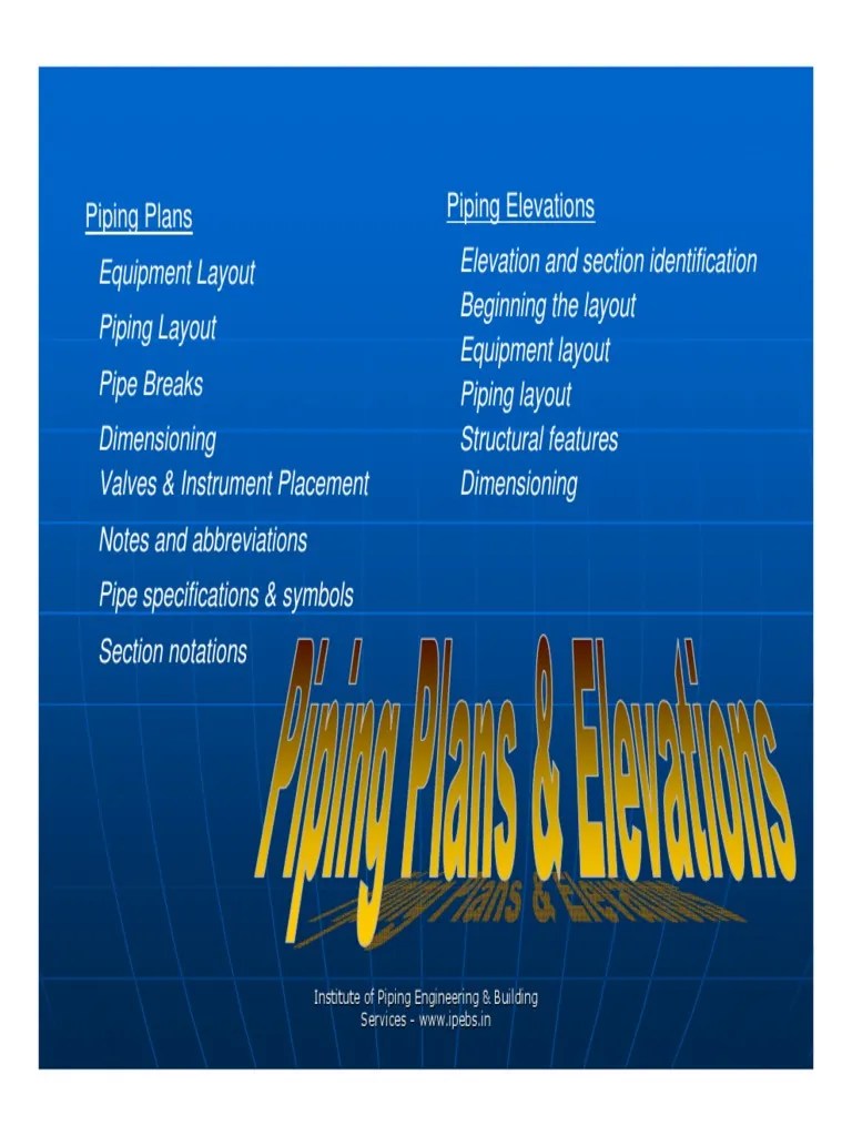 Piping Plans Elevations Pipe Fluid Conveyance
