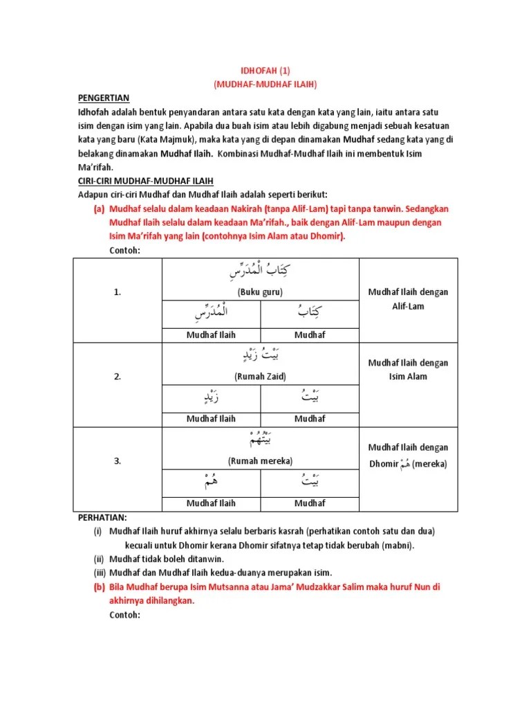 Idhofah 1 Mudhaf Mudhaf Ilaih | PDF