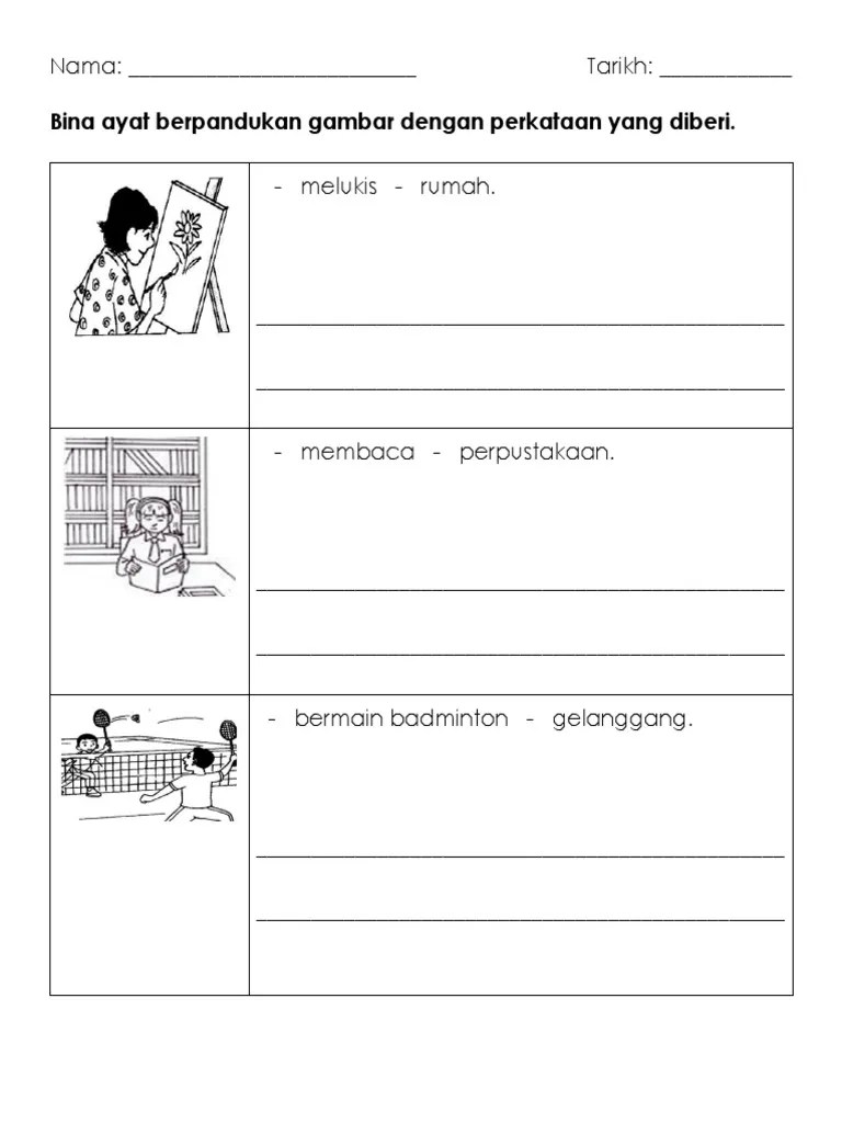 Latihan Bina Ayat Berdasarkan Gambar Tahun 4 - Modul Bahasa Melayu Tahun 4