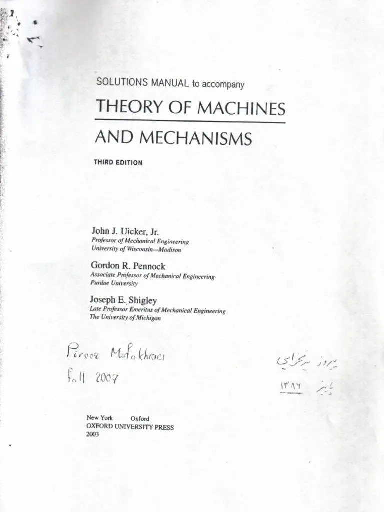 Theory-of-Machines-and-Mechanisms - Solution Manual PDF | PDF