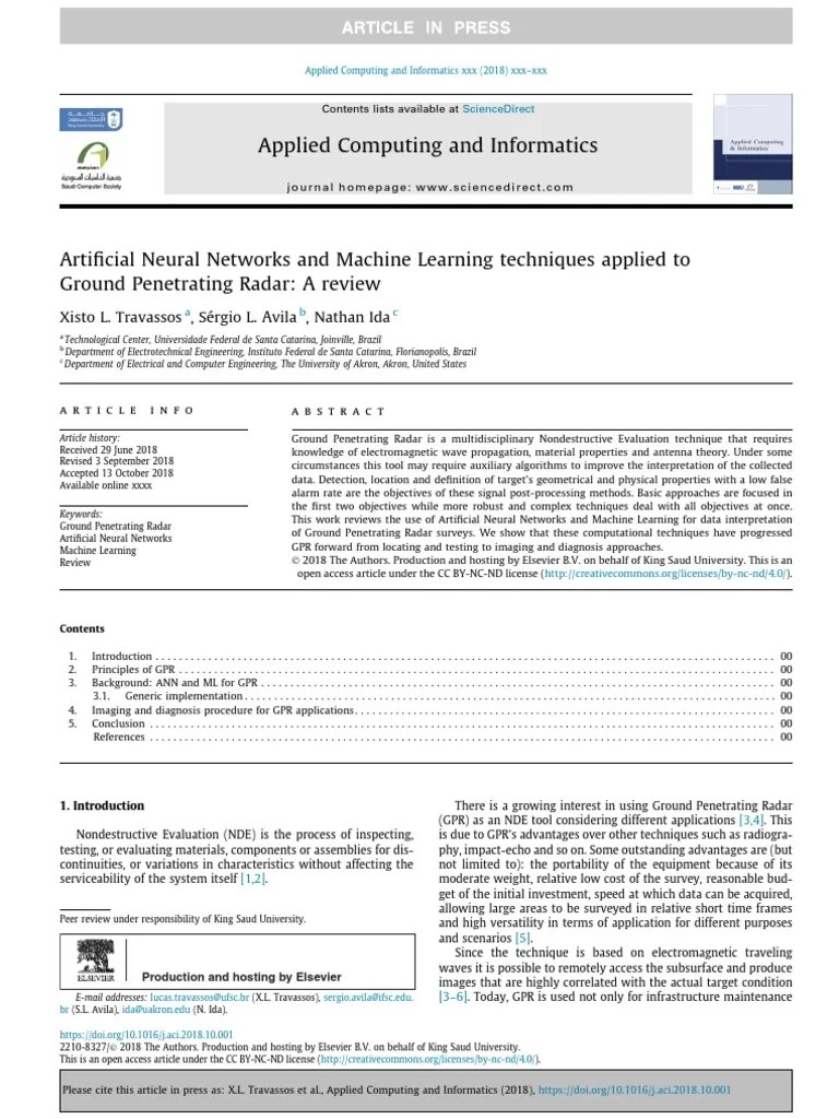 Artificial Neural Networks And Machine Learning Techniques Applied ...