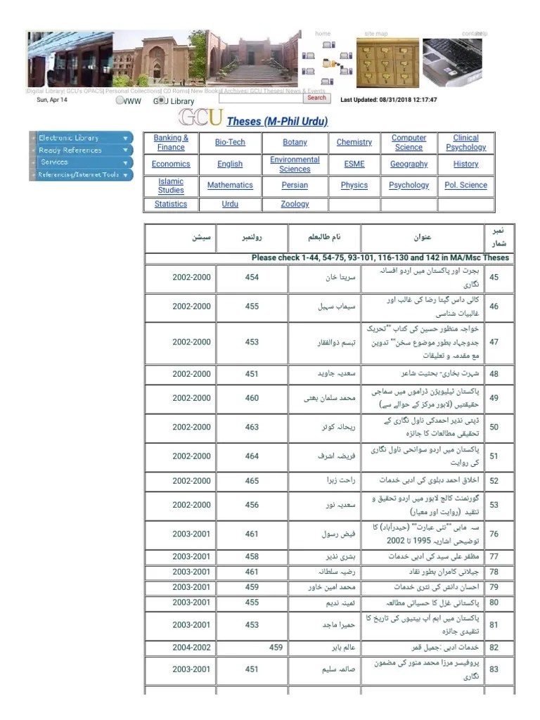 Gcu Lahore Thesis | PDF | Languages | Language Arts & Discipline