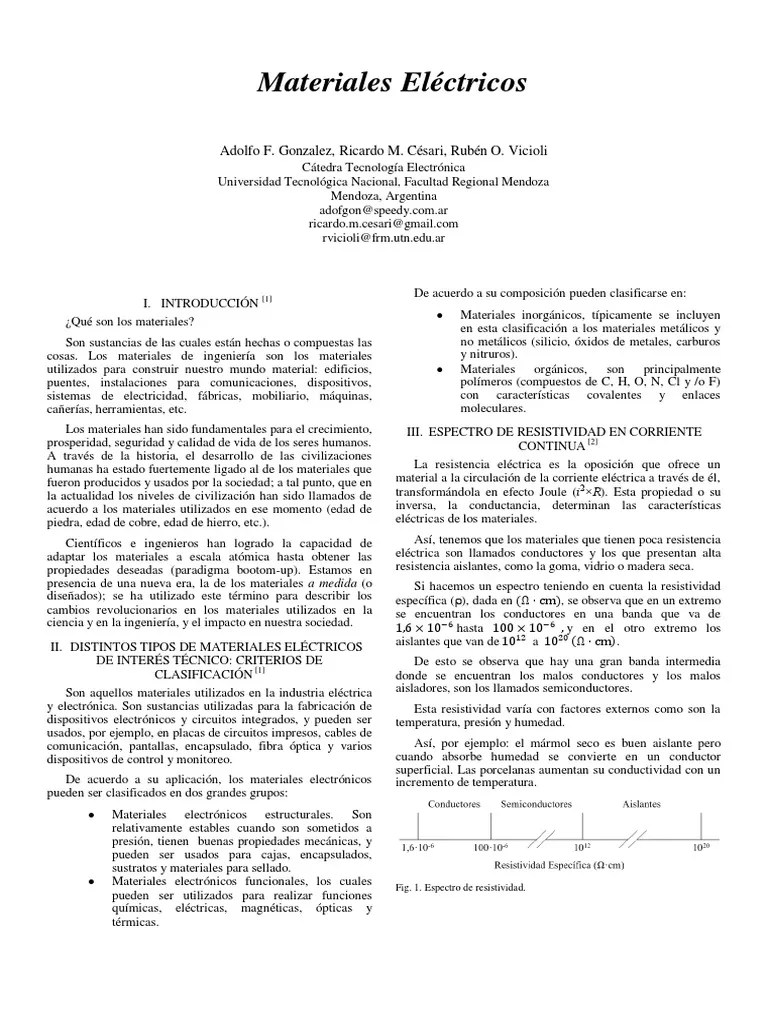 Materiales Electricos | PDF | Cobre | Resistor