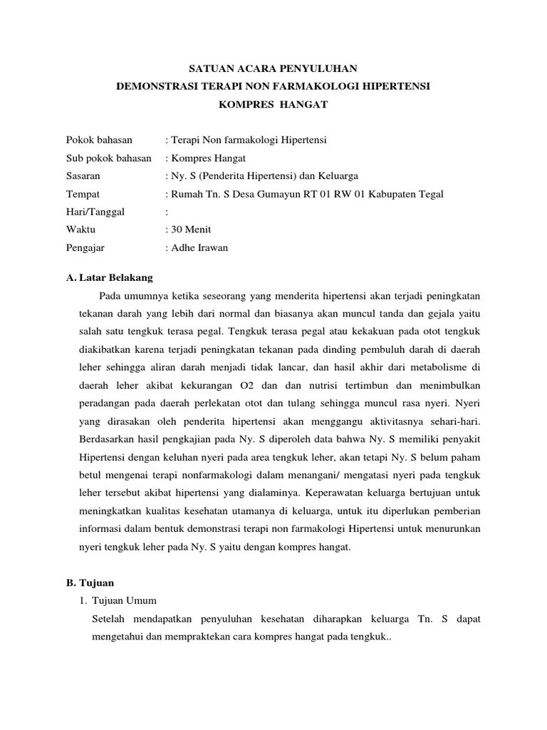 SAP Hipertensi Demons Terapi Hipertensi Kompres Hangat | PDF