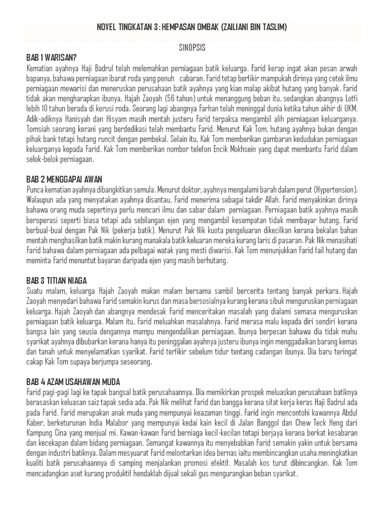 Farid gigih berusaha memajukan syarikat batik . Novel Tingkatan 3 Pdf