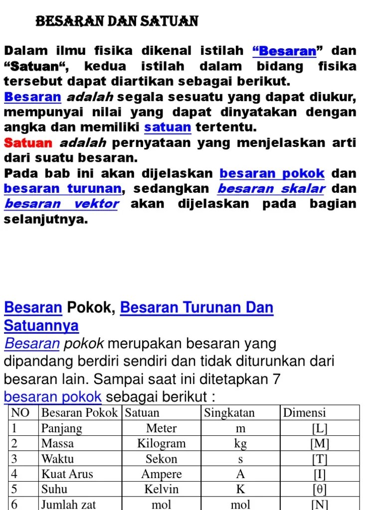 Besaran &amp; Dimensi | PDF