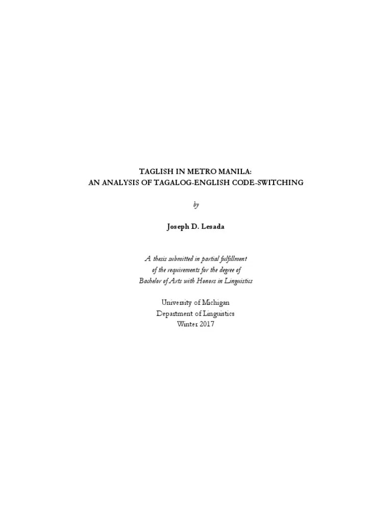 Code Switching | PDF | Multilingualism | Tagalog Language