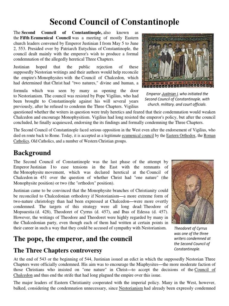 Second Council Of Constantinople | PDF | Council Of Chalcedon ...