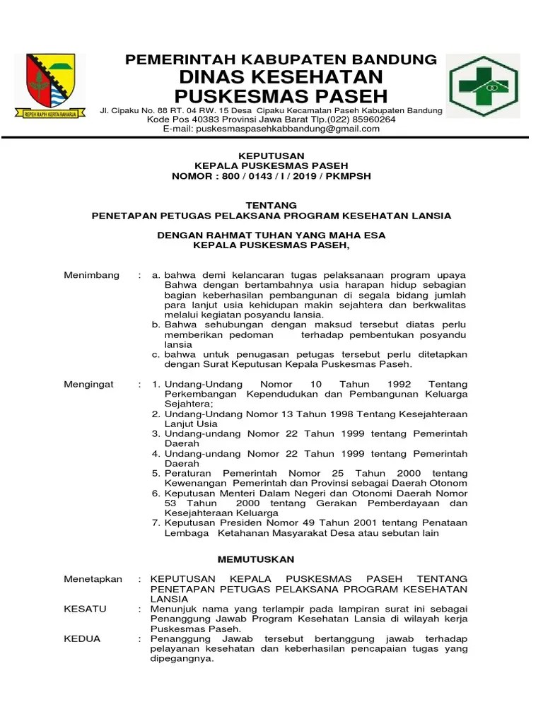 Cakupan pelayanan program lansia puskesmas cariu tahun 2017 bulan . Sk Pemegang Program Kes Lansia Pdf