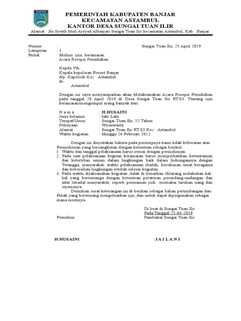 21 contoh surat izin sakit orang tua acara keramaian usaha. Izin Keramaian Pdf