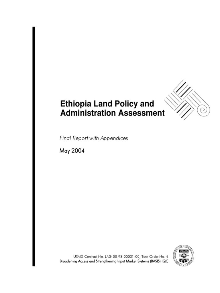 Ethiopia Land Policy Administration Assessment 2004 EN PDF | PDF | Ethiopia | United States ...