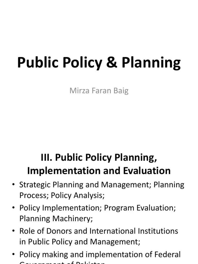 Lecture 3 Public Policy & Planning | PDF | Strategic Management | Policy