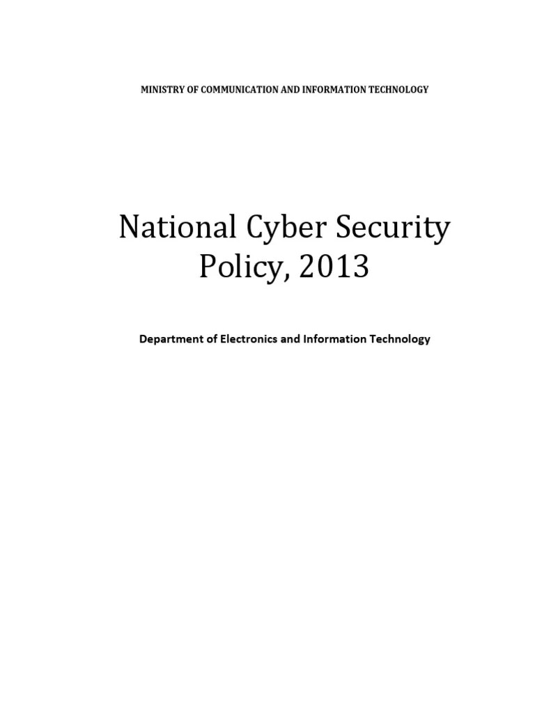 National Cyber Security Policy-2013 | PDF | Computer Security | Security