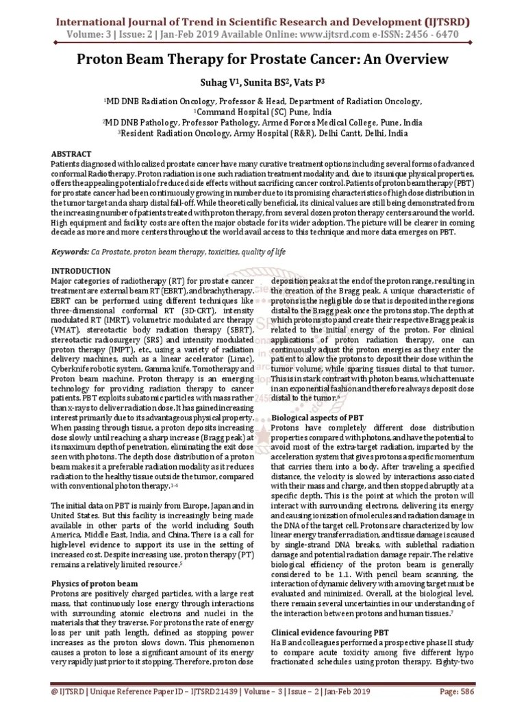Proton Beam Therapy For Prostate Cancer An Overview | PDF | Radiation ...