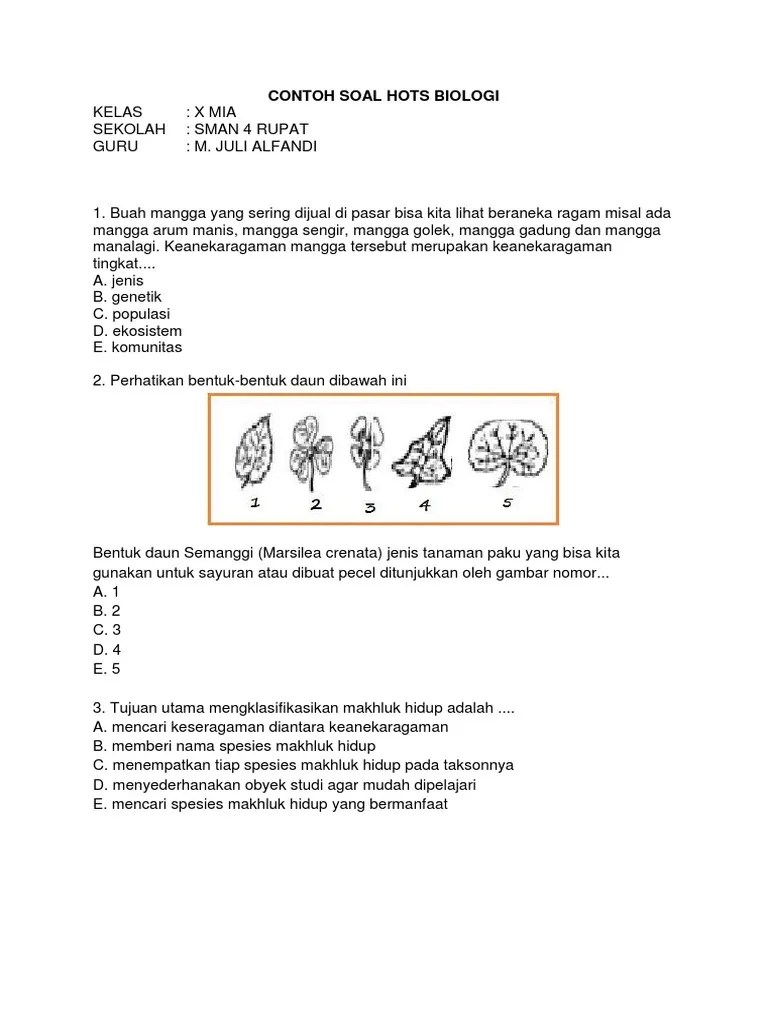 Buah mangga yang sering dijual di pasar bisa kita lihat beraneka ragam misal ada mangga arum manis, mangga sengir, . Contoh Soal Hots Biologi Pdf