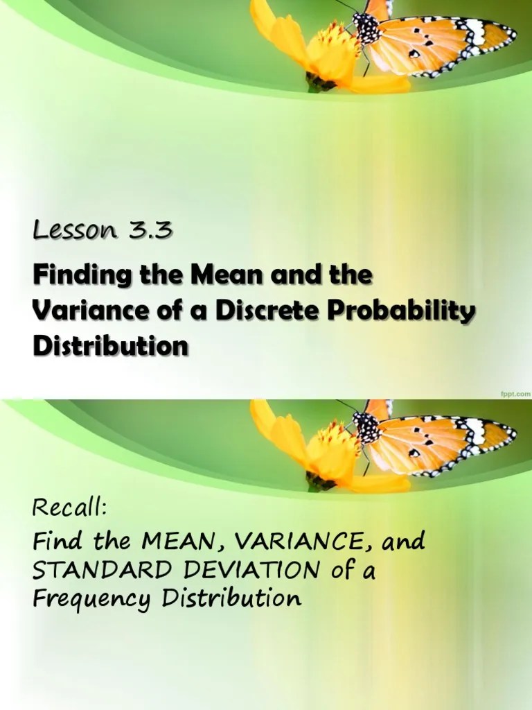 Mean, Variance, And Standard Deviation Of A Discreet Probability ...