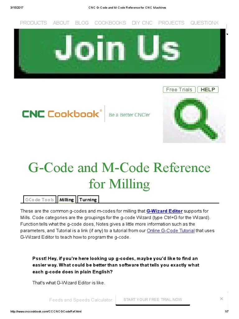 CNC G-Code And M-Code Reference For CNC Machines PDF | PDF | Numerical Control | Metalworking