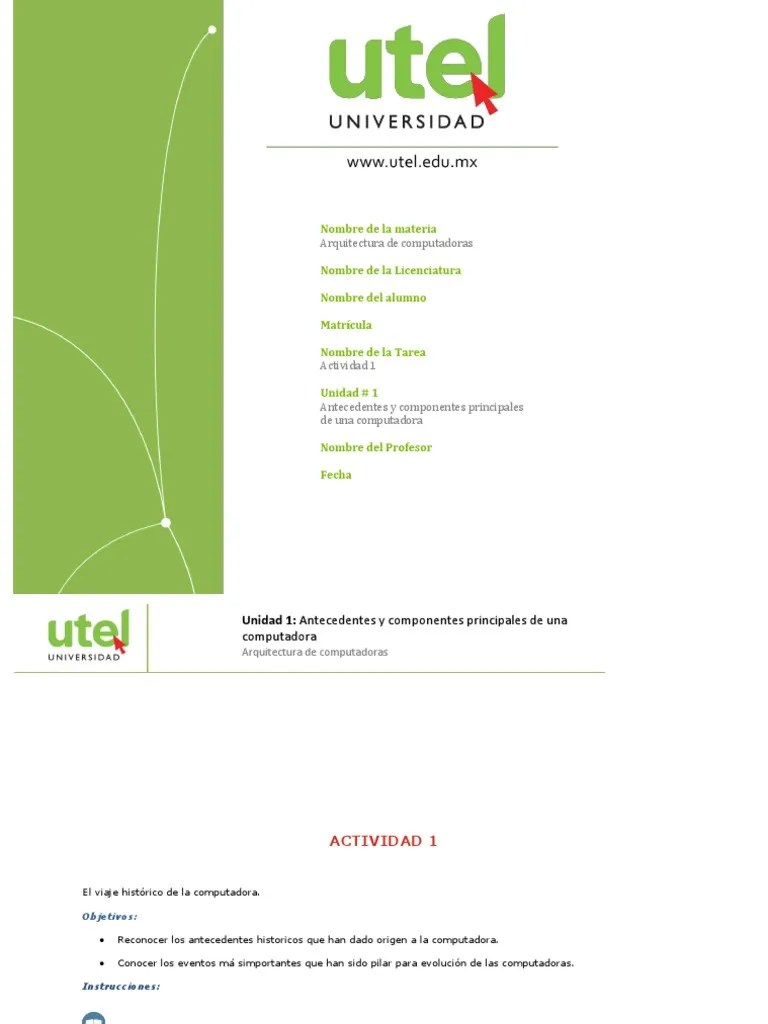 Actividad1 - Arquitectura De Computadoras | PDF | Tecnología Digital | Arquitectura De Computadores