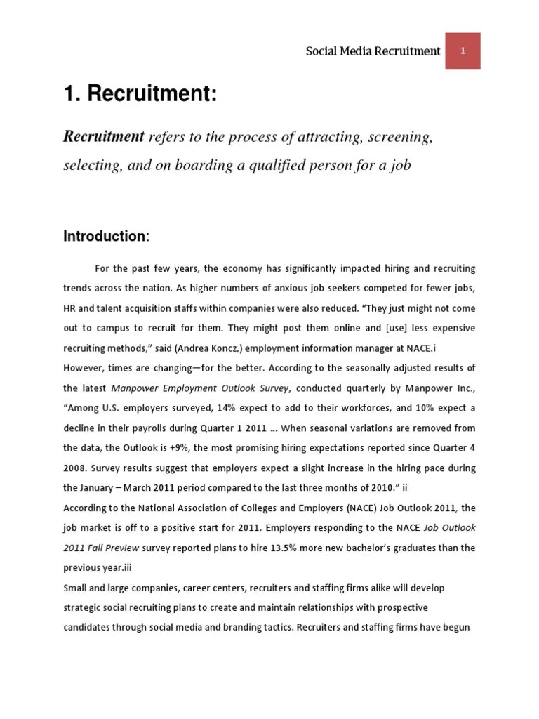 Recruitment Through Social Media | PDF | Recruitment | Social Media