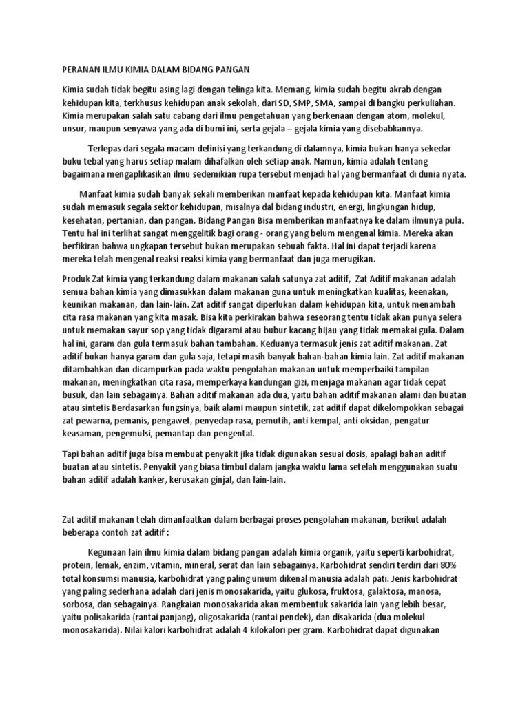 Peranan Ilmu Kimia Dalam Bidang Pangan | PDF