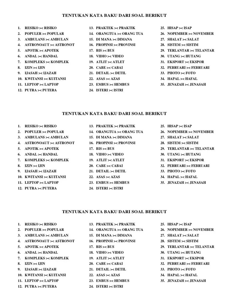 Isilah Tabel Berikut Penggunaan Kata Baku Dan Tidak Baku Brainly Co Id Pada halaman ini akan ditampilkan kumpulan soal yang dikembangkan dari penggunaan kata baku dan kata tidak baku dalam berbagai bentuk.
