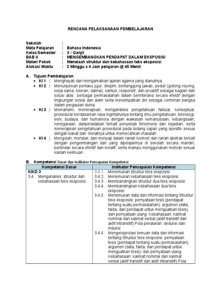 Rpp 3. menelaah struktur dan kebahasaan teks eksposisi