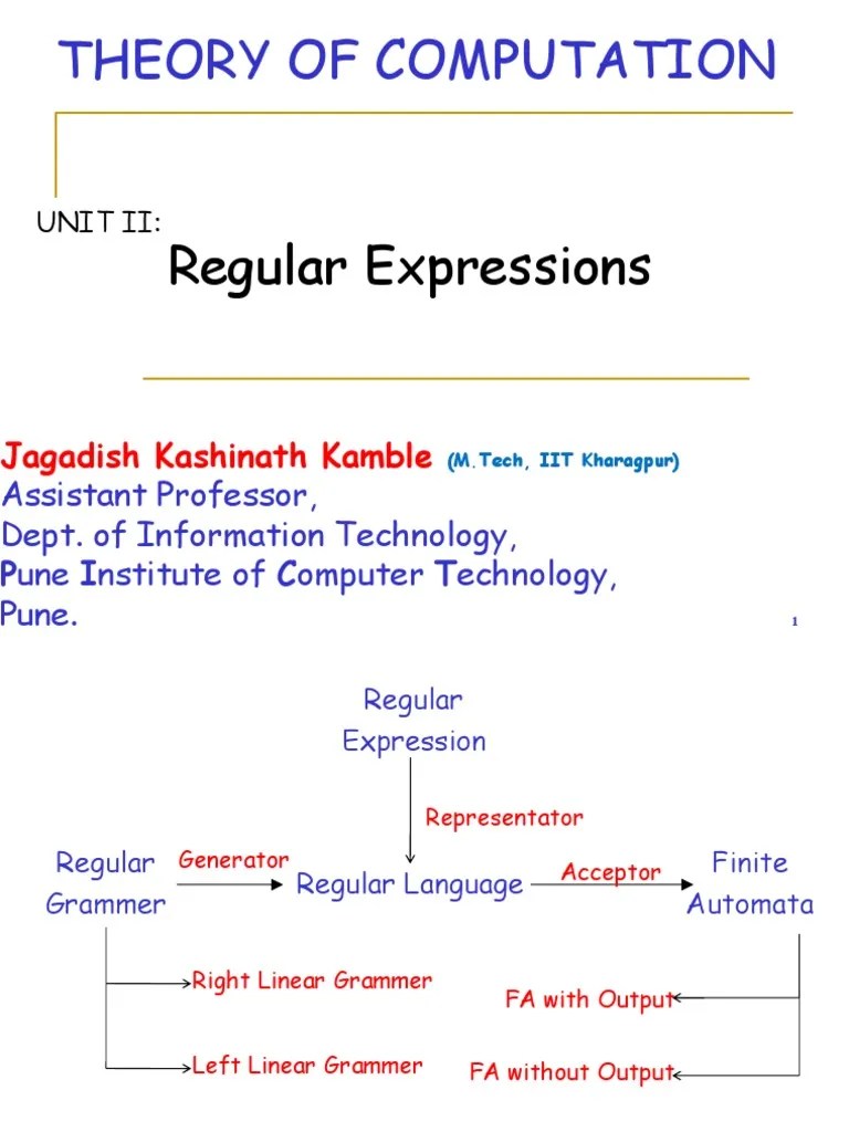 Theory Of Computation Regular Expressions | PDF | Formalism (Deductive ...