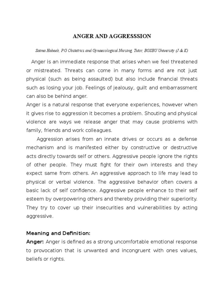 Anger & Agression | PDF | Aggression | Anger
