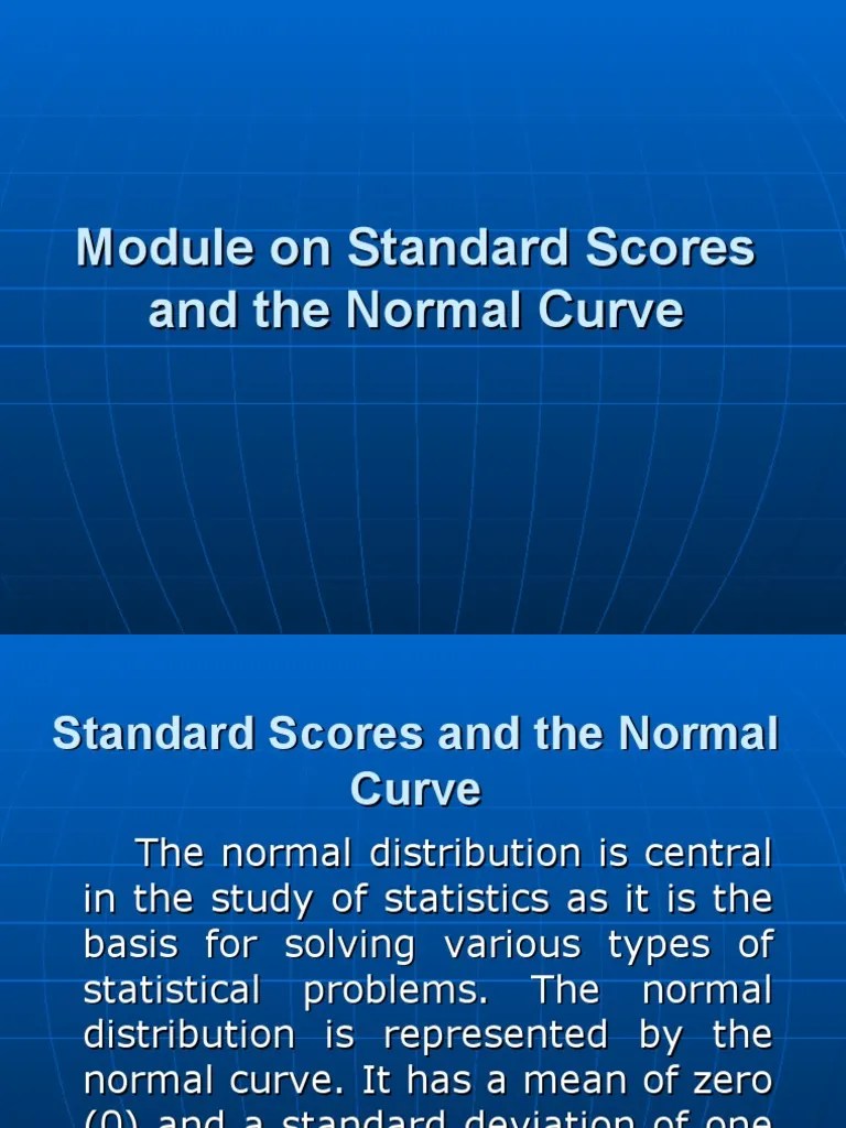 Module On Standard Scores And The Normal Curve | PDF | Standard Score ...