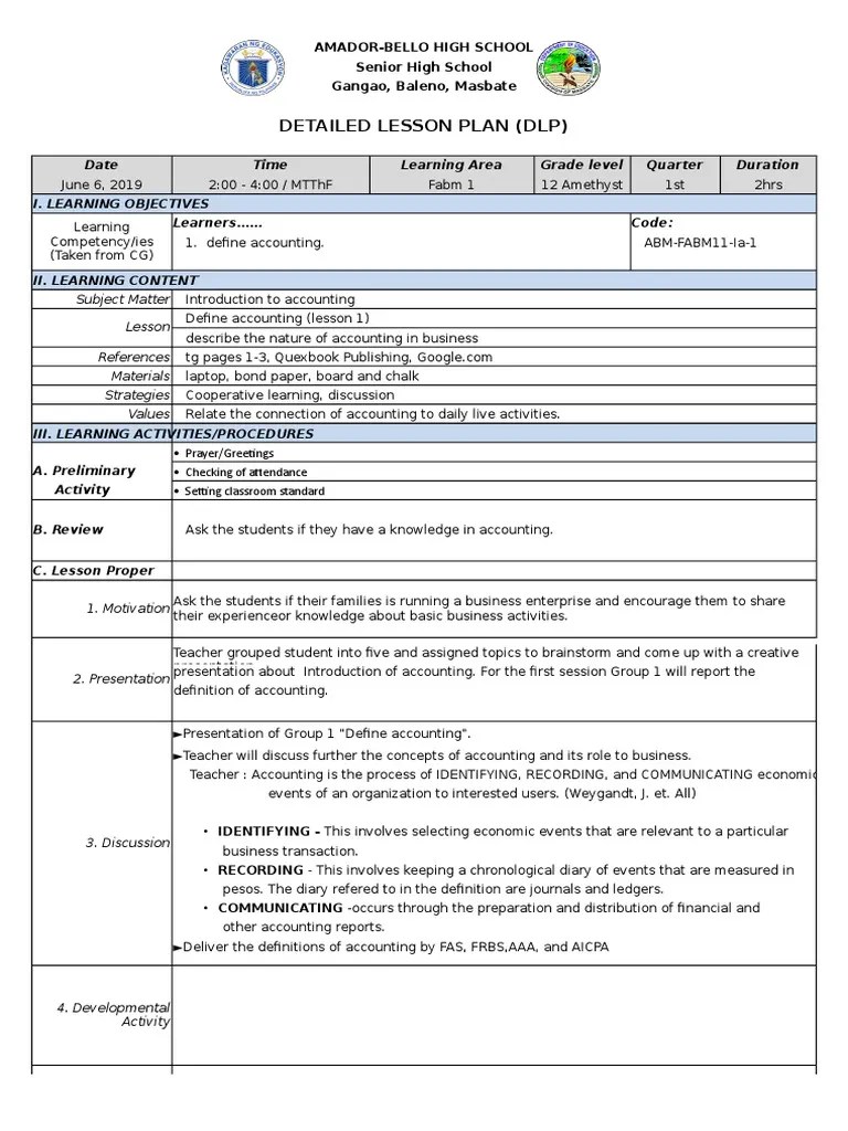 Lesson 1 | PDF | Lesson Plan | Learning