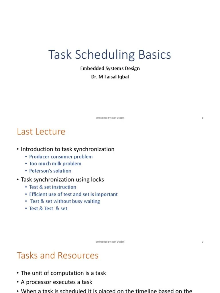 An Introduction To Task Scheduling Concepts For Embedded Systems | PDF ...