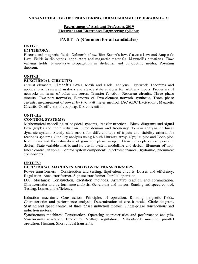 Syllabus EEE 2019 | PDF | Power Inverter | Control Theory