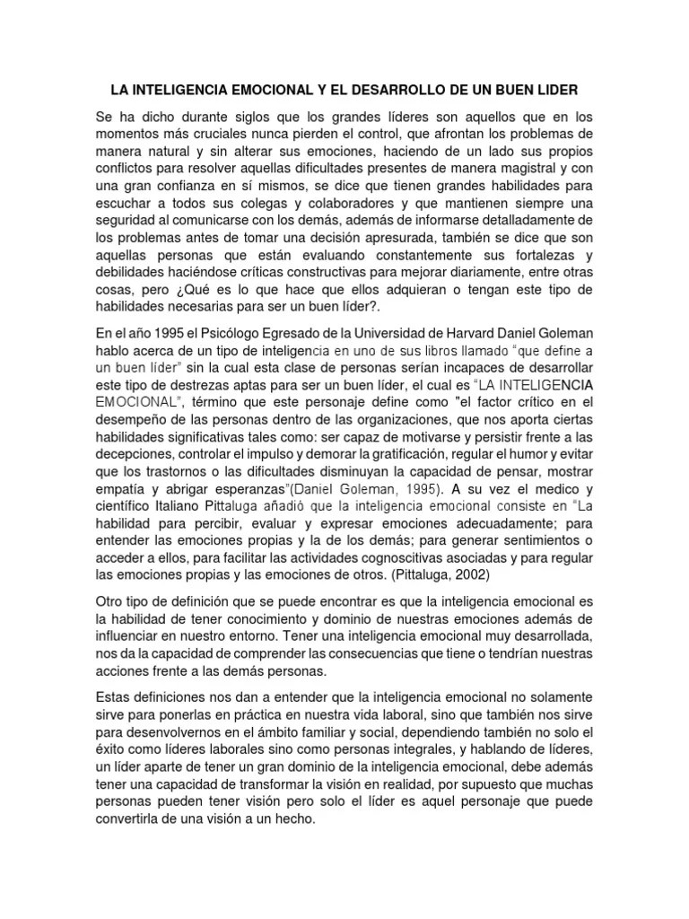 La Inteligencia Emocional Y El Liderazgo | PDF | Inteligencia Emocional | Inteligencia