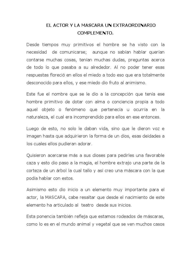 El Actor Y La Mascara Ensayo | PDF | Mimetismo | Teatro