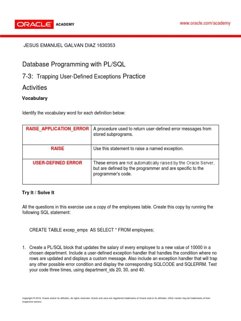 Final Sem 1 V1 Plsql If you select the right option it turns green.