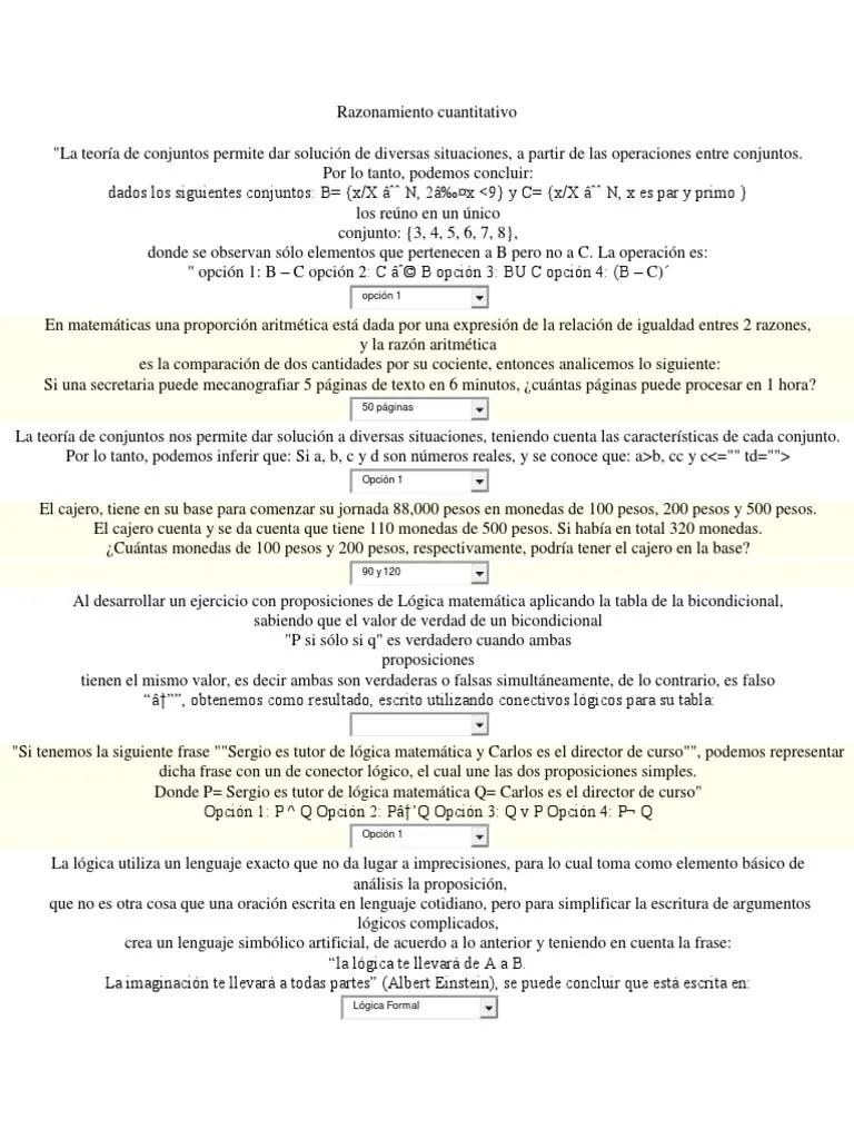 Razonamiento Cuantitativo | PDF | Proposición | Epistemología