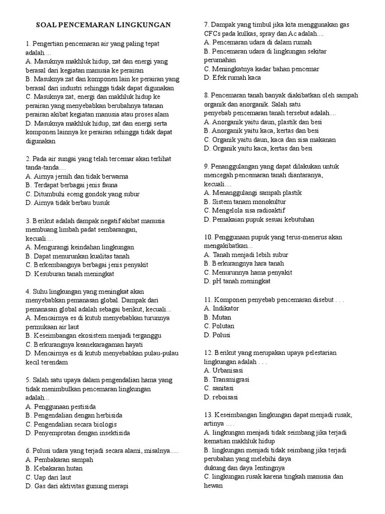 Soal Pencemaran Lingkungan | PDF