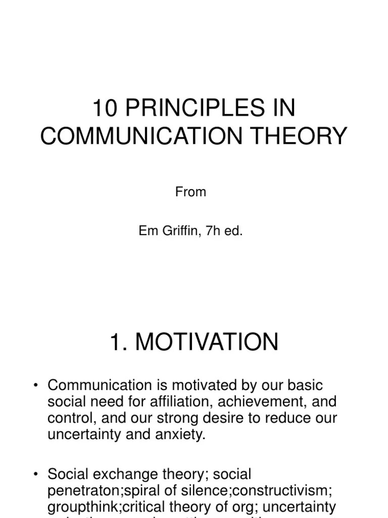 10 Principles In Communication Theory | PDF | Narrative | Communication