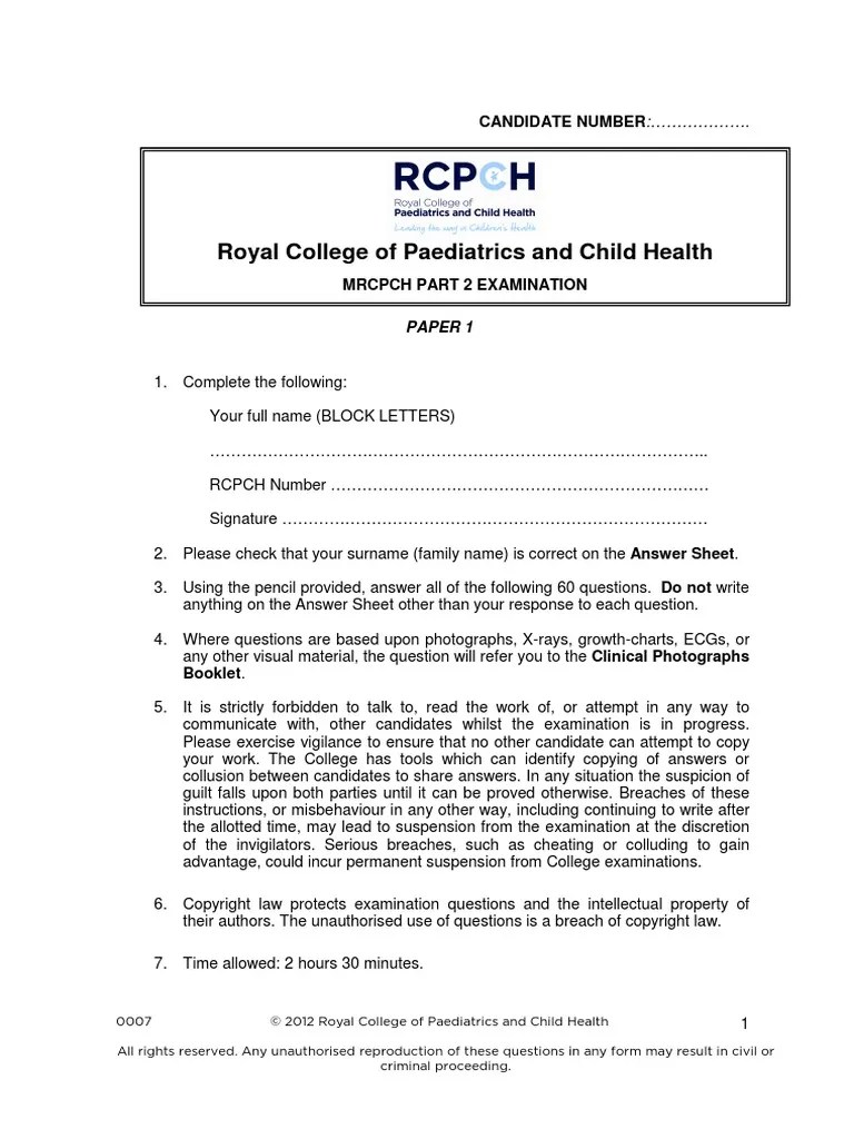 Part 2 Specimen Paper 1 | PDF | Medicine | Diseases And Disorders