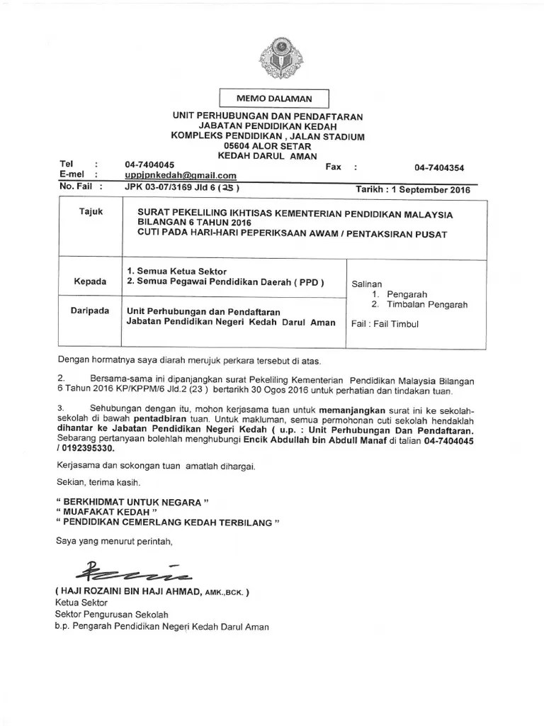 Cuti umum negeri perak 2019. Pekeliling Cuti Negeri Kedah