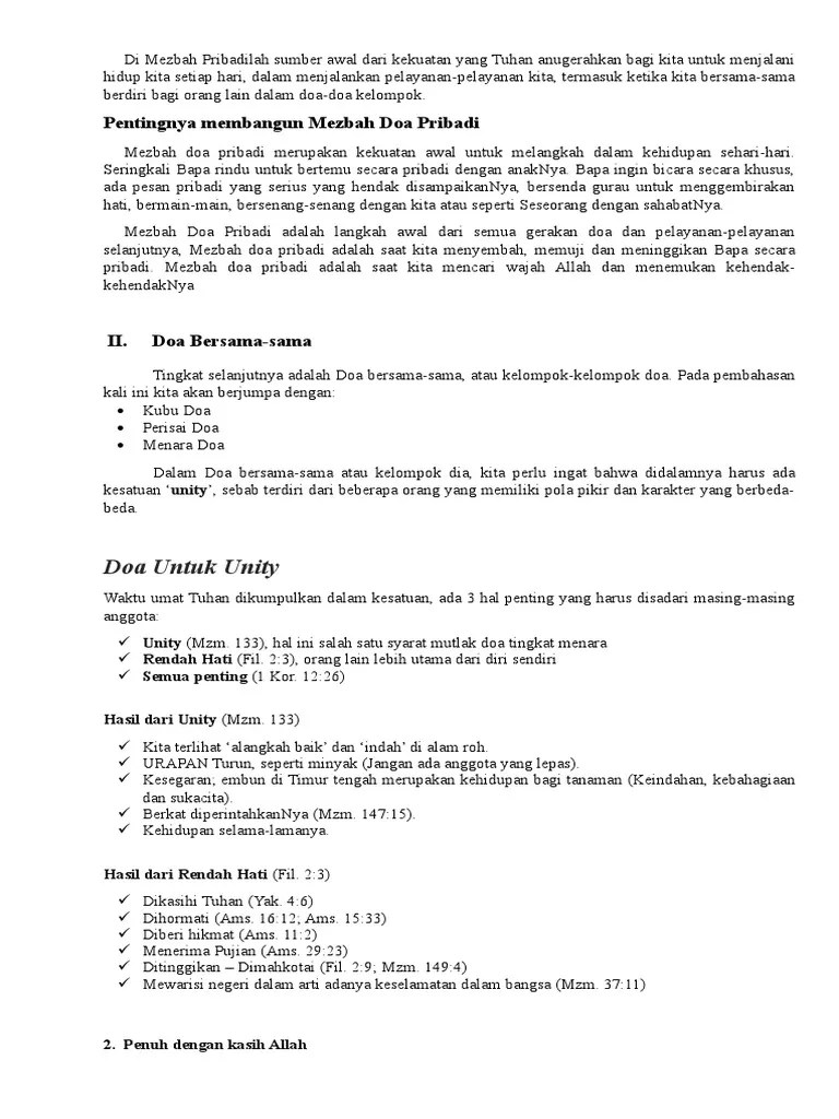 Doa Untuk Kesatuan Dan Kasih | PDF