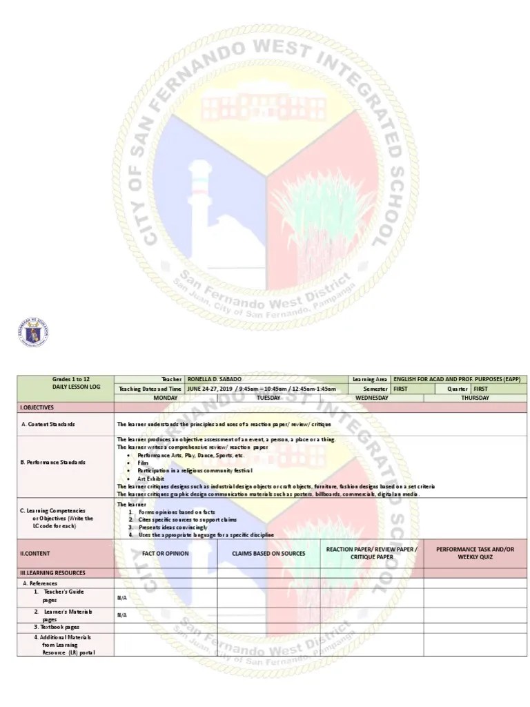 1 Eapp Week 4 | PDF | Concept | Teachers