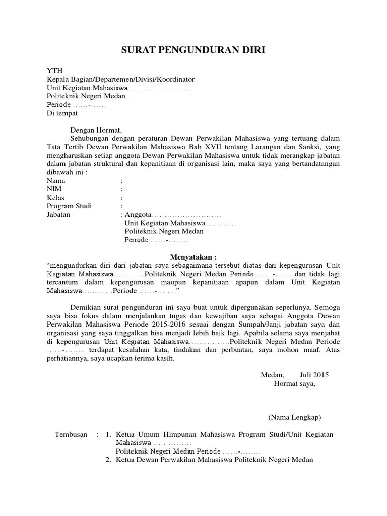 17 Contoh Surat Pengunduran Diri Kerja Yang Resmi Sopan 