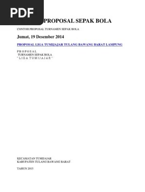 1 satu berkas kepada hal. Contoh Proposal Sepak Bola Pdf