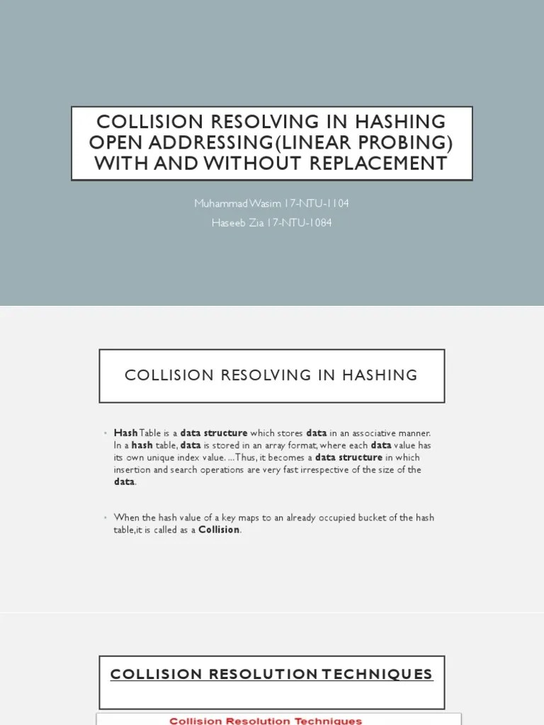 Collision Resolving In Hashing Using Open Addressing With | PDF ...